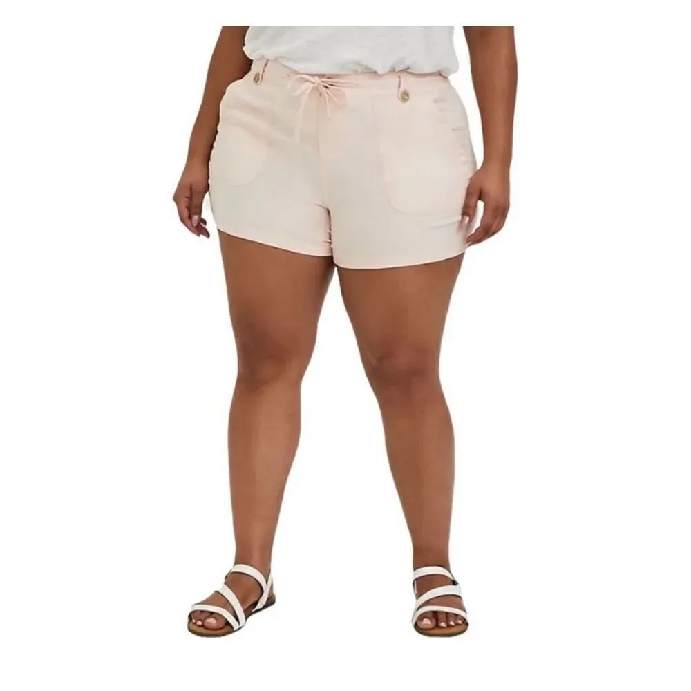 Torrid linen blush pink pull on normcore 14 shorts